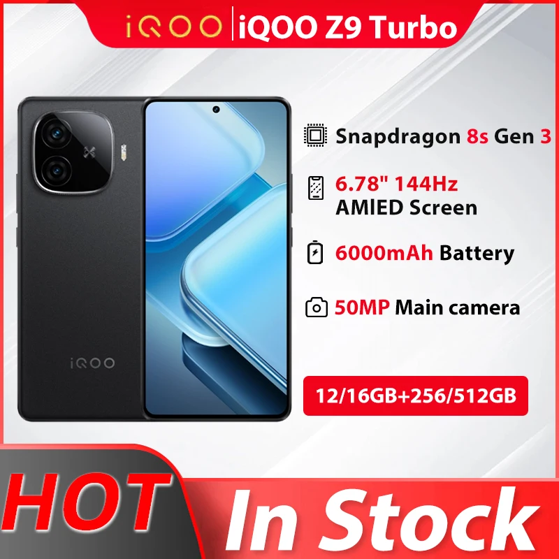 VIVO IQOO Z9 Turbo Snapdragon 8s Gen 3 6.78Inch AMOLED 144Hz 50MP Rear Camera OIS 6000mAh 80W SuperVOOC NFC OTA