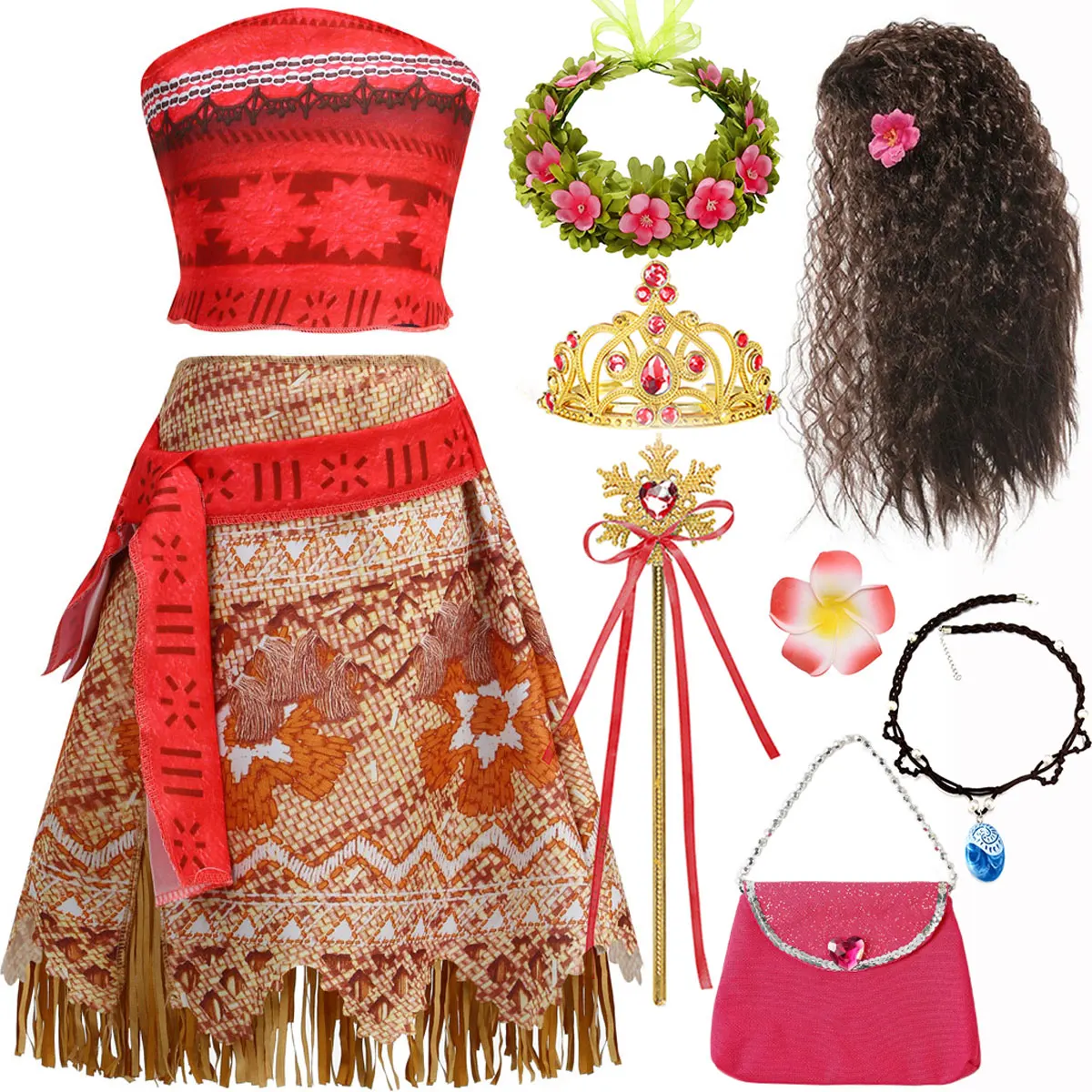 Disney 1-16 Years Moana Dresses for Girls Cosplay Vaiana Clothes Princess Dress Children Carnival Party Summer Christmas Costume