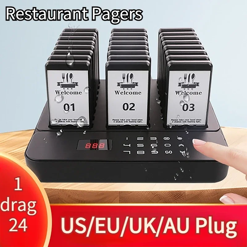 Wireless Restaurant Pager System Queue Paging Calling System Flash Ring Buzzer for Coffee Dessert Food Restaurant Equipments
