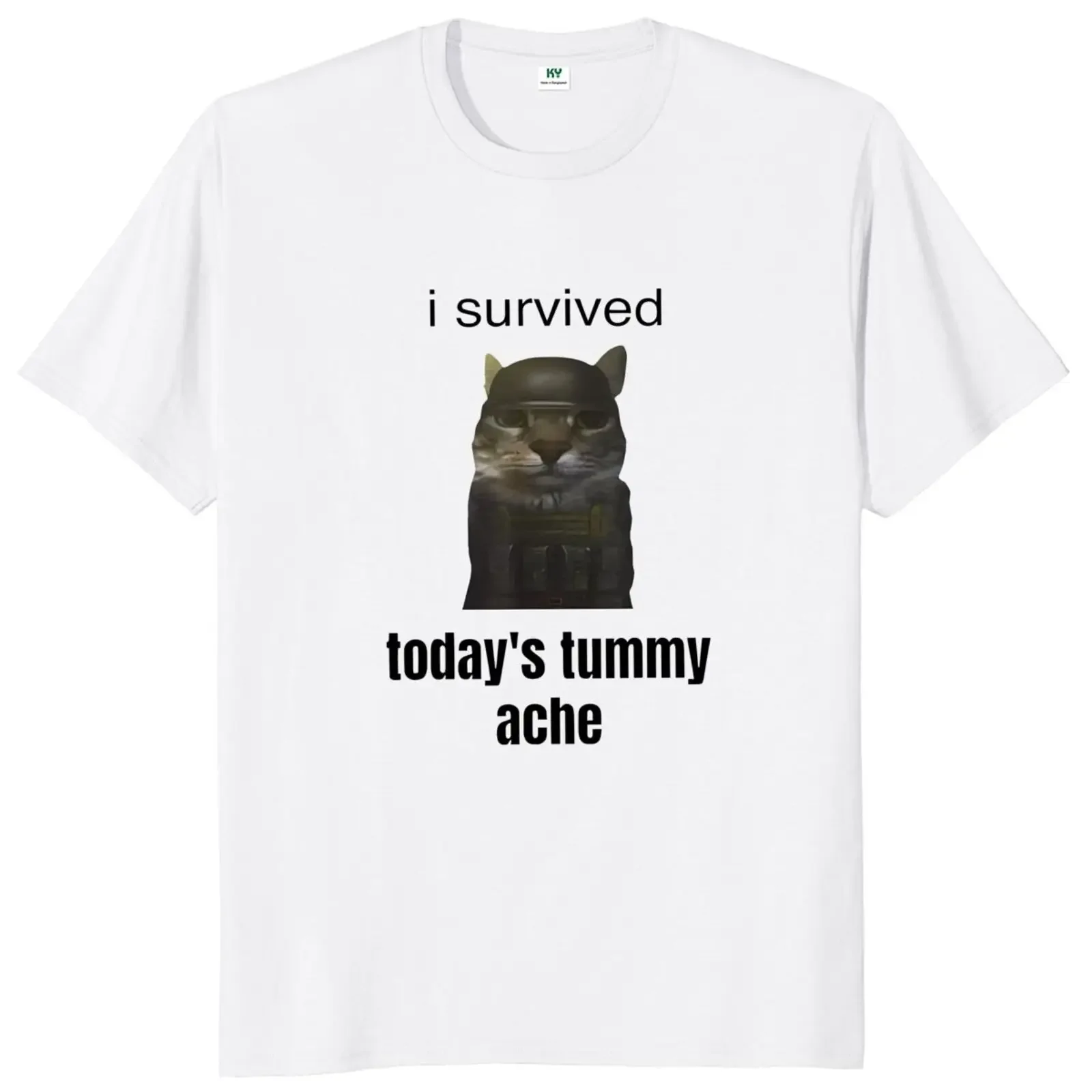 I Survived Todays Tummy Ache T-shirt Funny Jokes Meme Trend Y2k Tee Tops Casual 100% Cotton Soft Unisex T-shirt EU Size