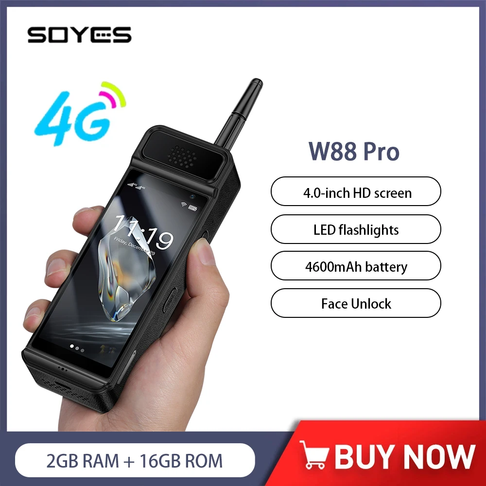 SOYES W88 Pro Retro Smartphone Android 12 4" 4G Dual Sim Mini Mobile Phone 4600mAh Face ID FM Hotspot GPS OTG Cell Phone On