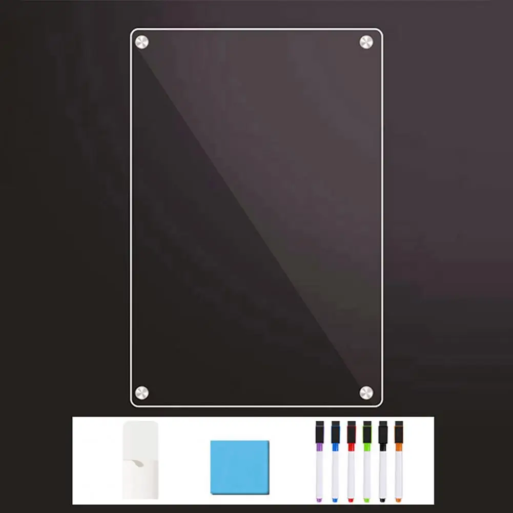 Weekly Menu Planner Magnet Reusable Acrylic Magnetic Whiteboard Set for Fridge Organizer Calendar Multi-function Board for Home