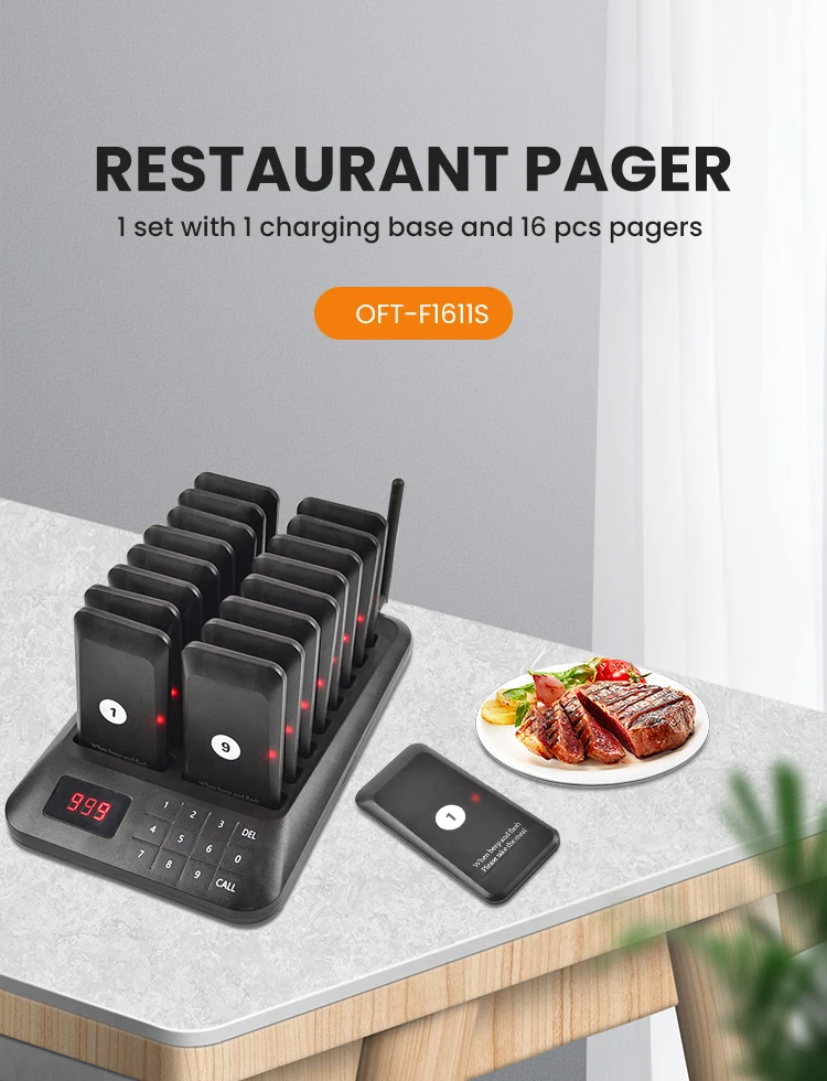 Restaurant pager System, Calling Guest Social Distancing for Restaurant Food Truck Hospital Clinic Church(Black)