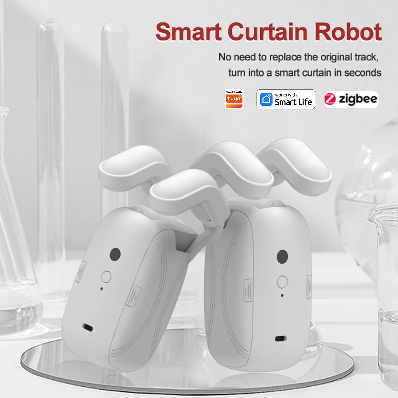 Works with Tuya Zigbee Smart Curtain Driver Robot For Roman I Type U Type Curtains Track Alexa Google Home