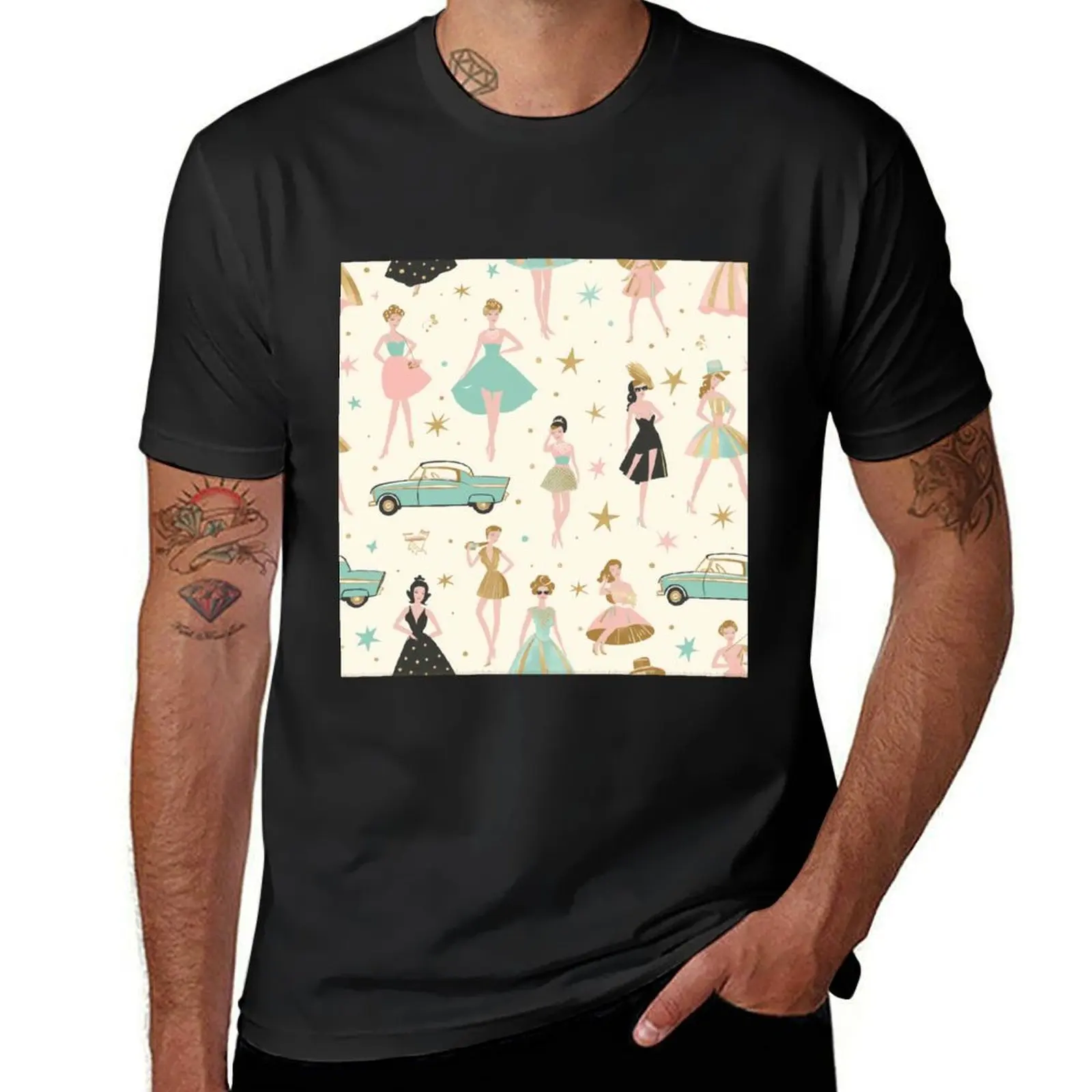 Chic Fashion Doll Pattern T-Shirt quick drying korean fashion vintage vintage clothes t shirts for men graphic
