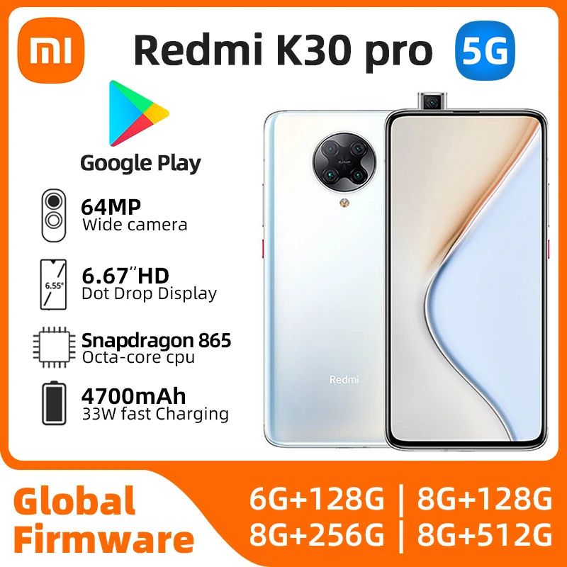 Redmi k30 pro Android 5G Unlocked 6.67 inch Screen 8GB RAM 256GB ROM All Colours in Good Condition Original used phone
