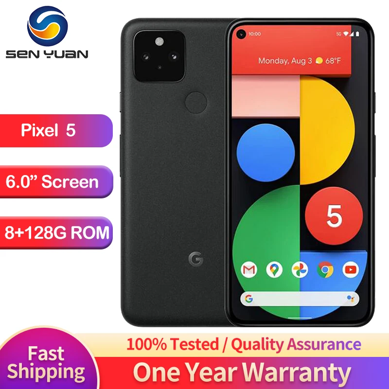 Google Pixel 5 5G Original Unlocked Mobile phone 6.0" Snapdragon 765G Octa Core 8GB RAM 128GB ROM NFC 12.2MP&16MP pixel