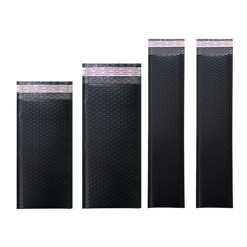50Pcs Long Shape Bubble Bag Matte Black Plastic Bubble Envelope Umbrellas/Cosmetics Packaging Shipping Bags Gift Padded Envelope