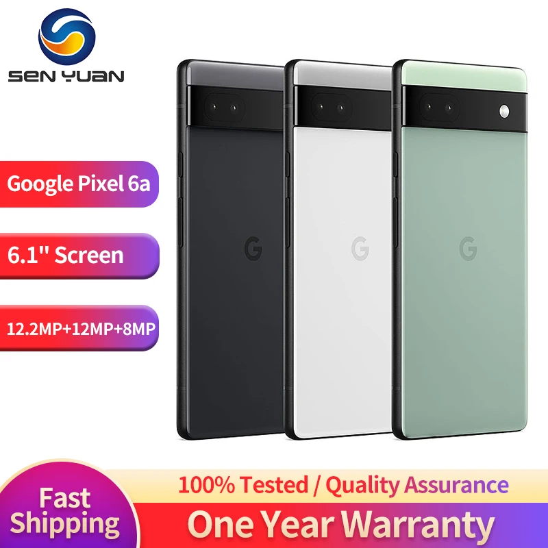 Google Pixel 6a 5G Mobile Phone 6.1'' OLED Screen 6GB RAM 128GB ROM 12.2MP+12MP+8MP OctaCore Original LG Pixel 6a Cell