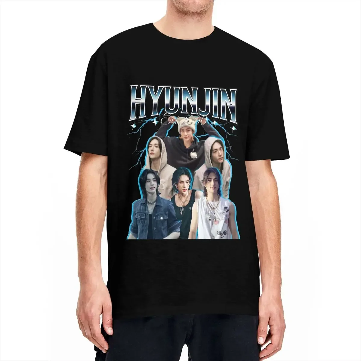 Hyunjin Kpop Singer T-Shirt Korean Dancer Trendy Cool T Shirts Short-Sleeve Vintage Tops Summer Cotton O Neck Oversize Clothing