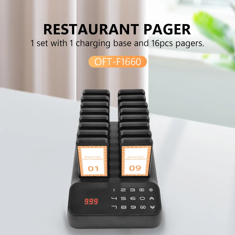 Restaurant pager system remote system visitor pager closing reminder rugged pager for food trucks coffee shops