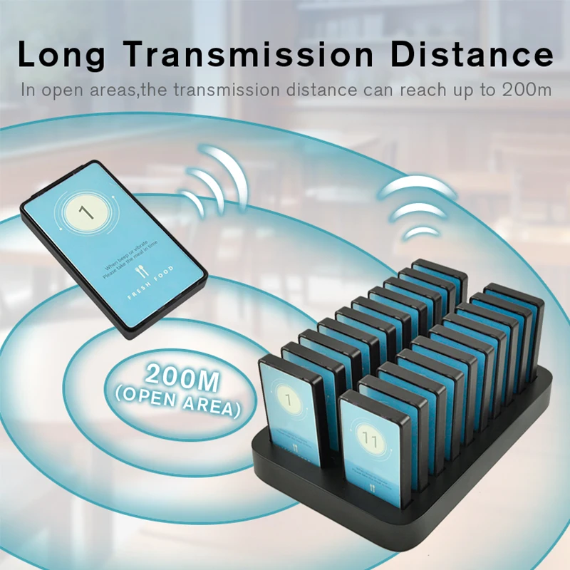 Restaurant Pager Wireless Calling System with Buzzer Vibrating Flash, Buzzer Pager for Restaurant