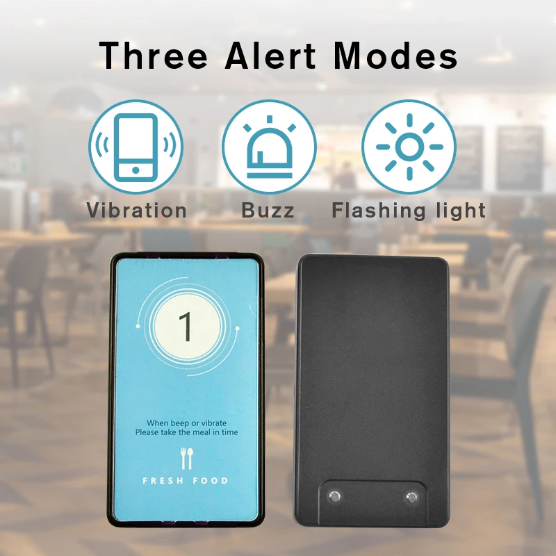Pager system, wireless paging system with vibration, blinking and buzzer for food trucks, restaurants, food court