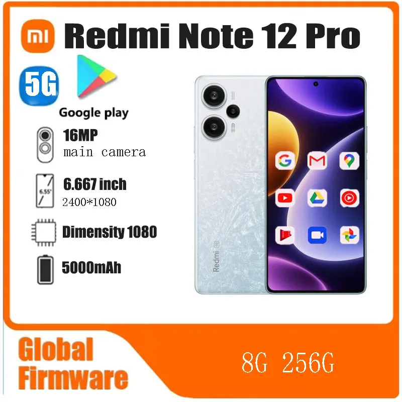 Xiaomi Redmi Note 12 Pro Phone hyperOS 1.0 - 6.67" 120Hz AMOLED Display, 108MP Pro Camera, 5000mAh Battery used phone no ch