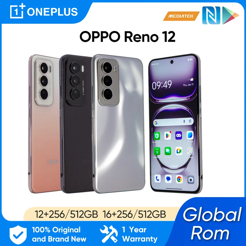 Original OPPO Reno 12 Dimensity 8250 Android 14.0 OTA Update 6.7" OLED 120HZ 50MP Camera 5000mAh Battery 80W Charge Face ID