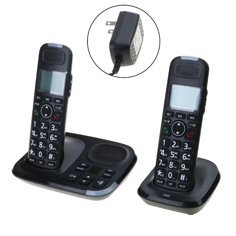 D1015TAM-D One-two Digital Cordless Phone Large LED Two Handles Telephone for Home Offices Caller Display Low Radiation