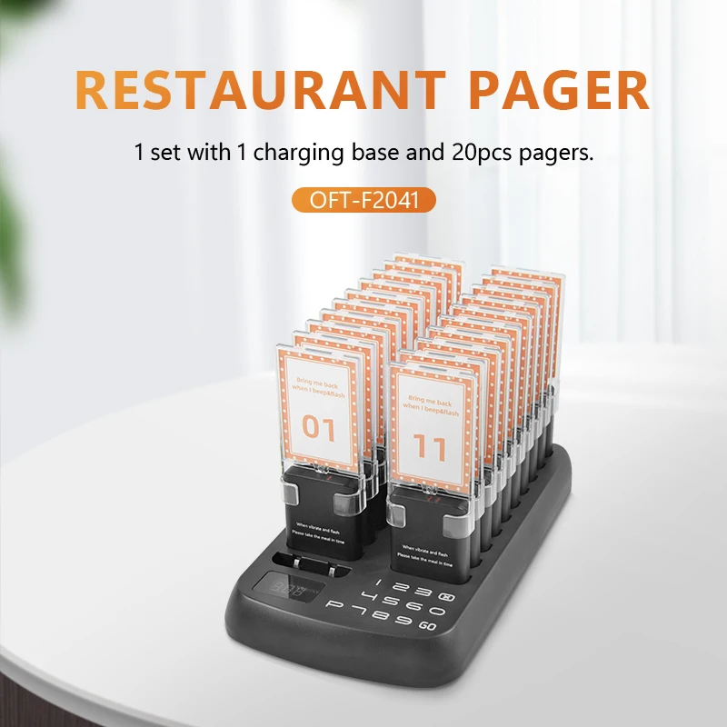 Wireless Restaurant Pager System Waterproof Pager Calling System And Remote Vibrating Buzzer For Guests Waiting In Line