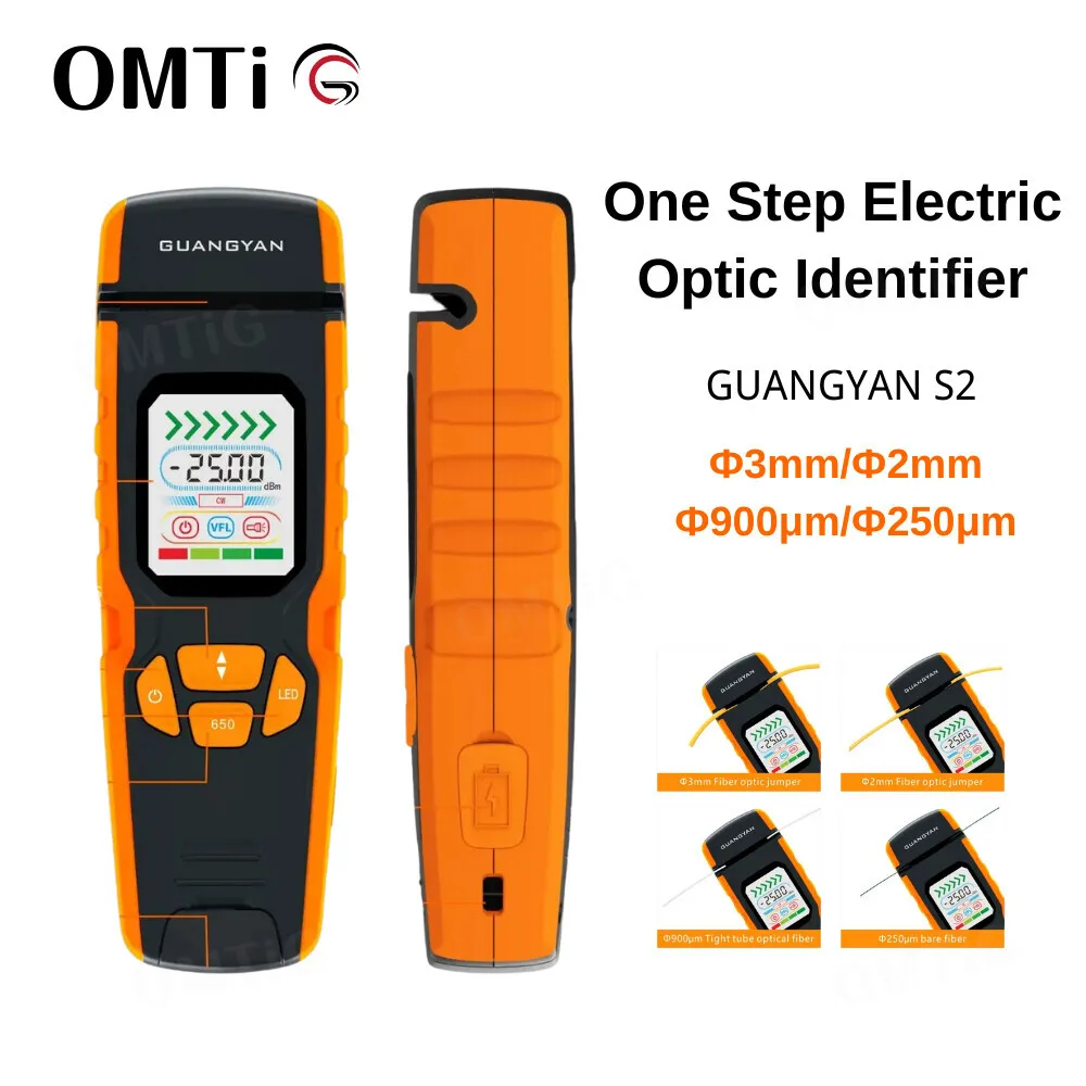 OMTiG One Step Electric Optic Identifier Live Fiber Optical Detector With Visual Fault Locator In 850-1700Nm SM MM GUANGYAN S2