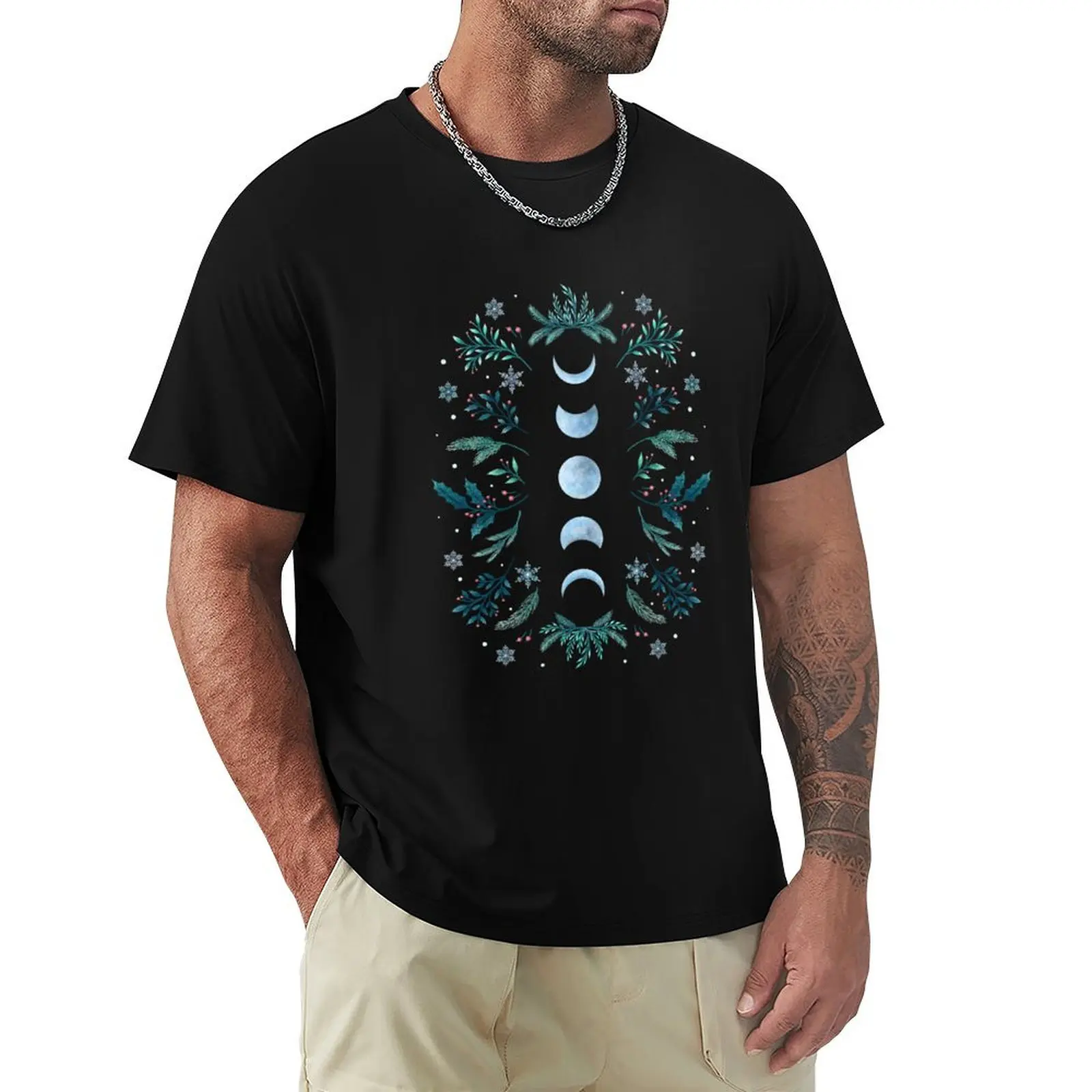 Moonlit Garden-Teal Snow T-Shirt anime stuff rapper graphic tees anime figures tshirts for men