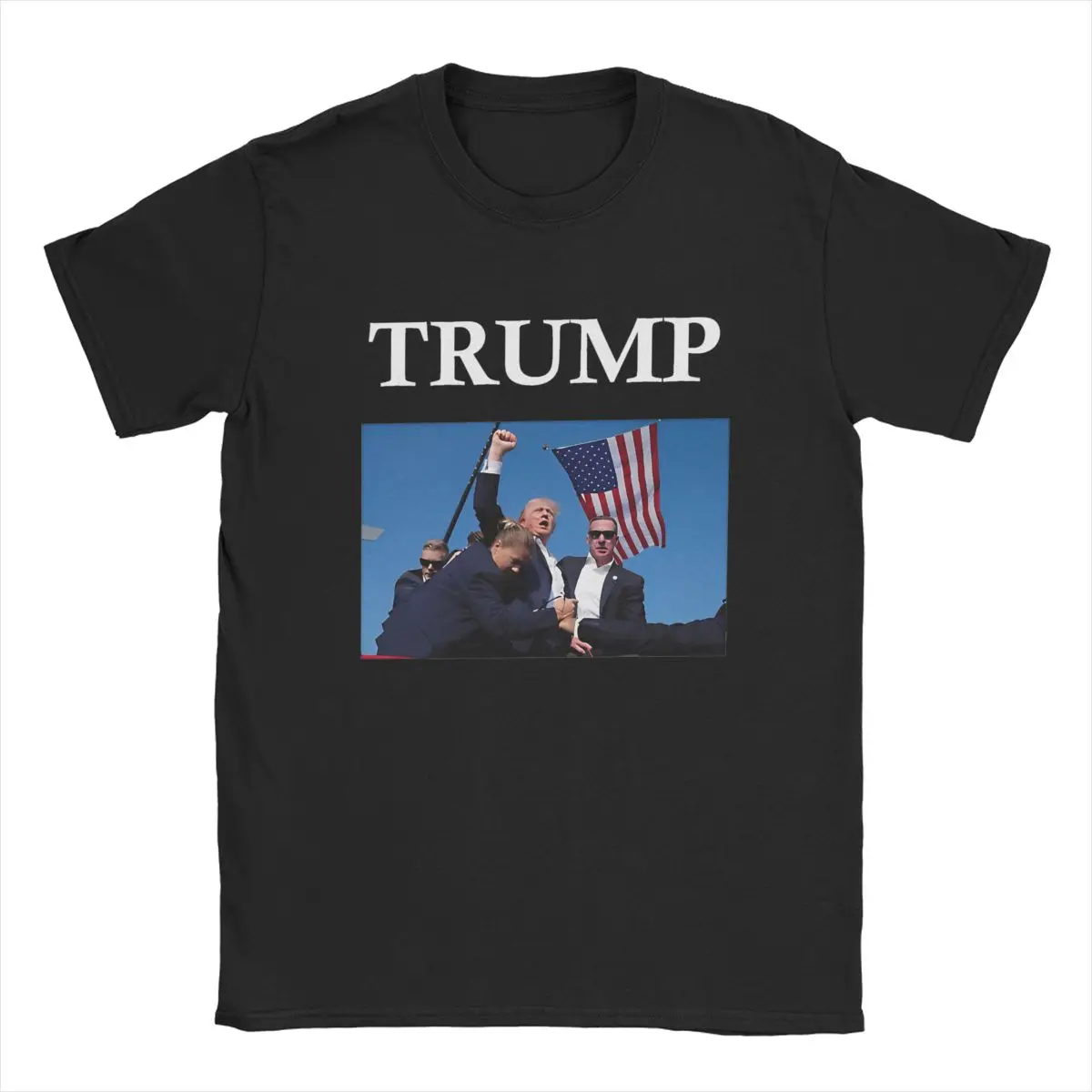 Men's T-Shirts Trump Fighter Vintage 100% Cotton Tees Short Sleeve Butler Attempt Fight T Shirt Crewneck Clothing New Arriv
