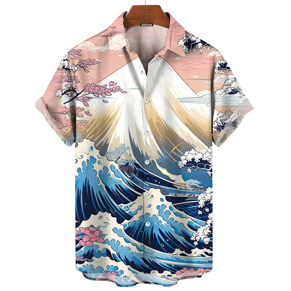 Sea Landscape Clothing 3d Print Shirts Men Fashion Hawaiian Shirt Short Sleeve Casual Beach Shirts Single-Breasted Shirt Men&apo