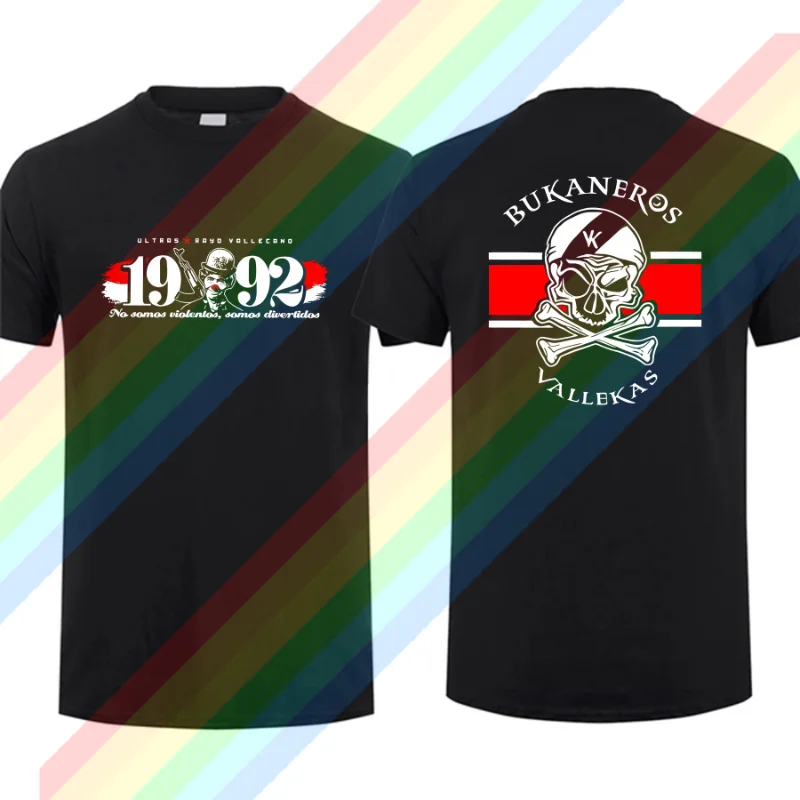 2024 Summer Men's Bukaneros Cotton T-Shirt Black Reversible Graphic T-Shirt Vallecanos Rvm Clase Obrera Ultras T-Shirt y2k 