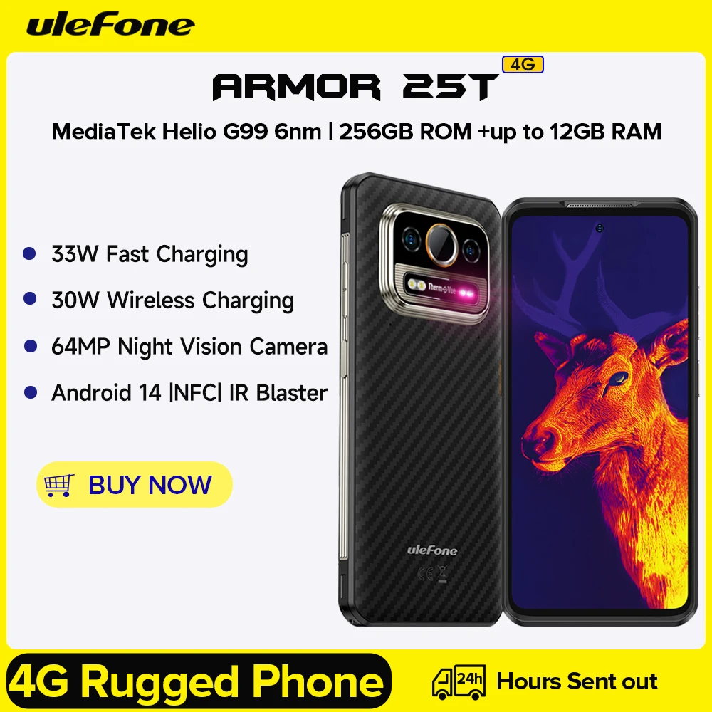 【New】Ulefone Armor 25T 4G Rugged Phone 33W 50MP+64MP NFC Waterproof Smartphone Android 14 ROM 256GB Mobile Phone Global