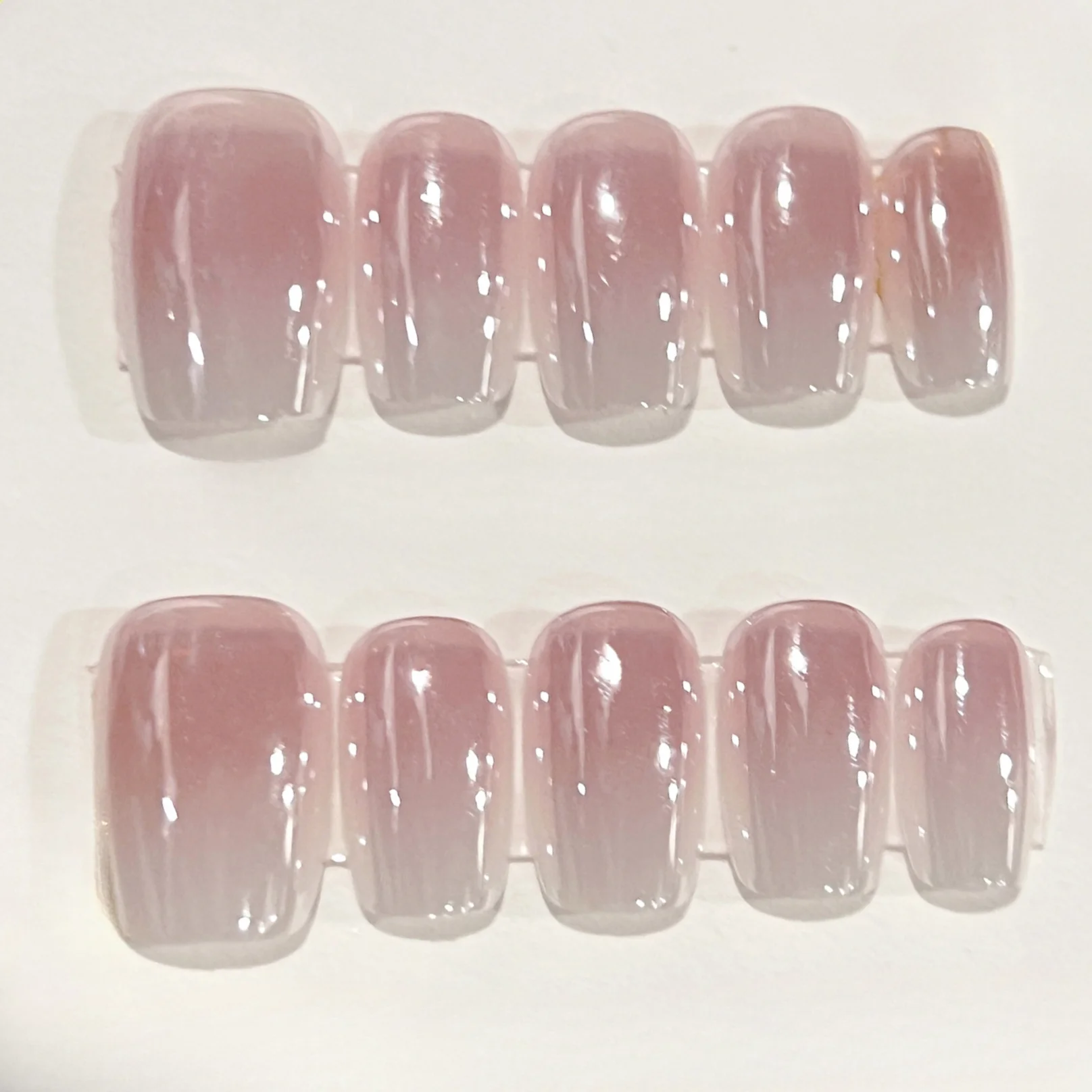 10Pcs Pink Square Handmade Press On Nails Full Cover Bowknot Design Cat Eye Checkerboard False Nails Wearable Manicure Nail Tips