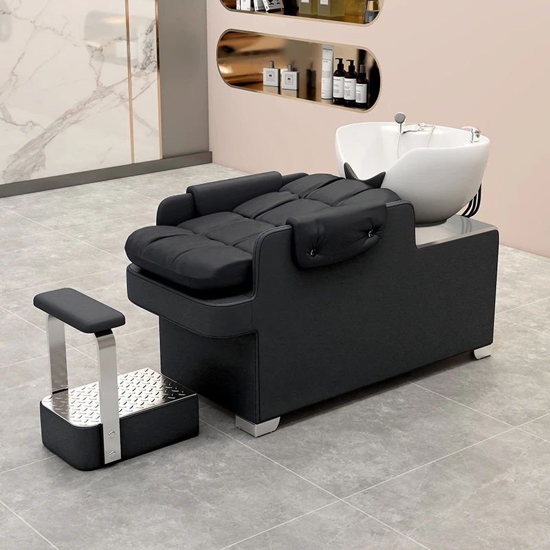 Head Spa Hair Porcelain Hairdressing Salon Washbasin Armchairs Beauty Professional Shampoo Bowl Chair Wash Bed Chaise Coiffure