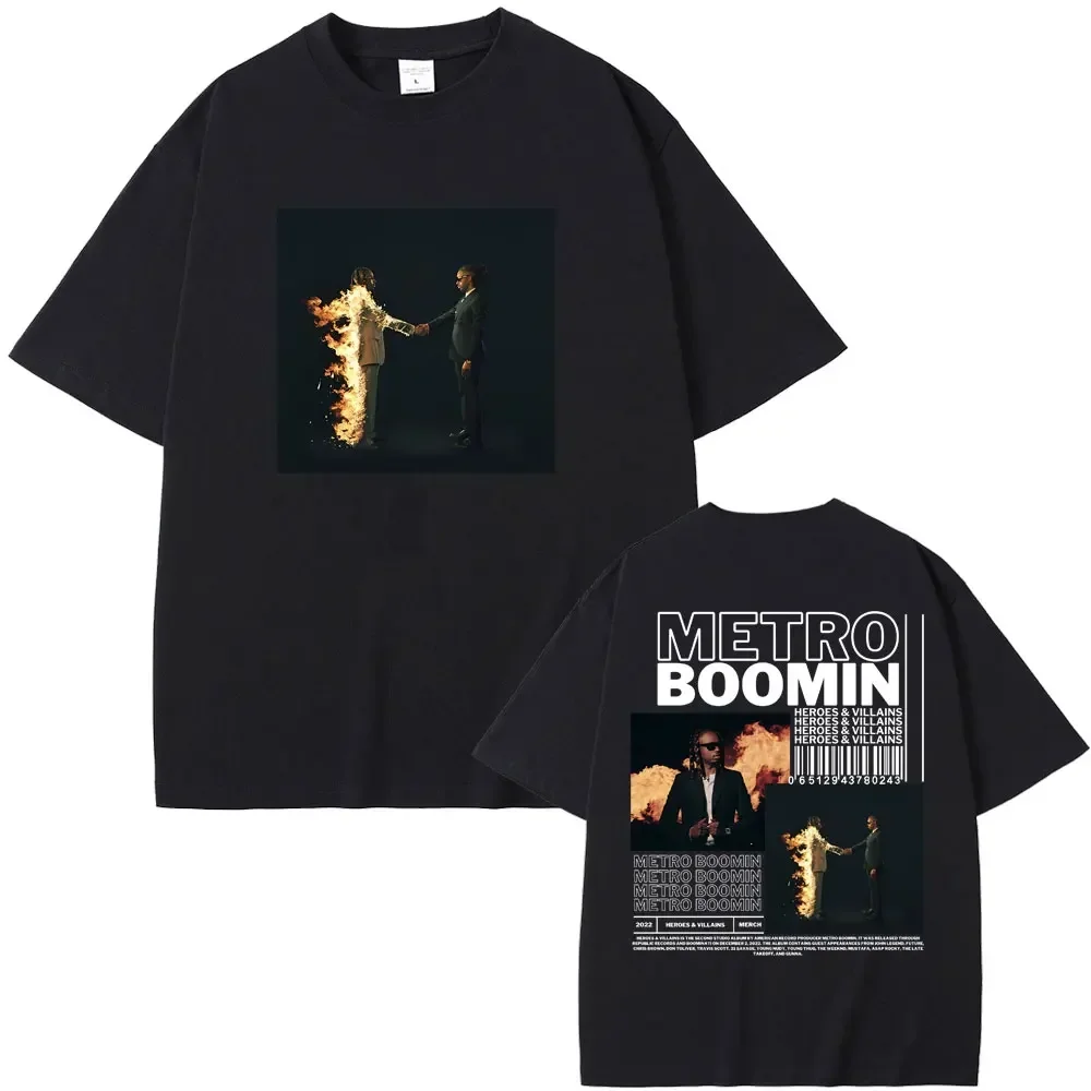 Rapper Metro Boomin Heroes & Villains Music Album Graphics Tshirt Men Hip Hop Oversized T-shirts Male Vintage Black Streetwe
