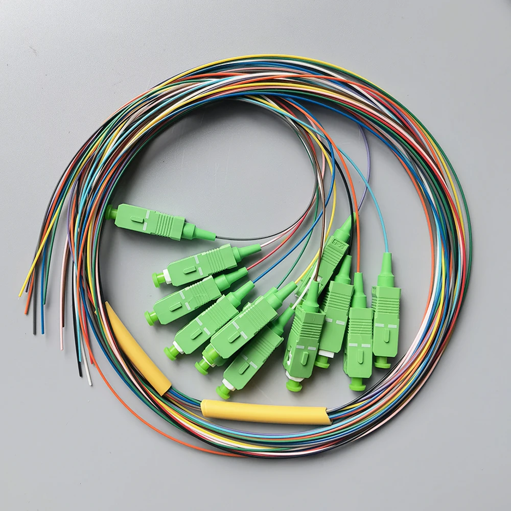 Optical Fiber Pigtail SC/APC 12 Colors Fiber Optic Pigtail 0.9mm Single Mode 1.5M/2M/3M Pigtail Fiber Jumper