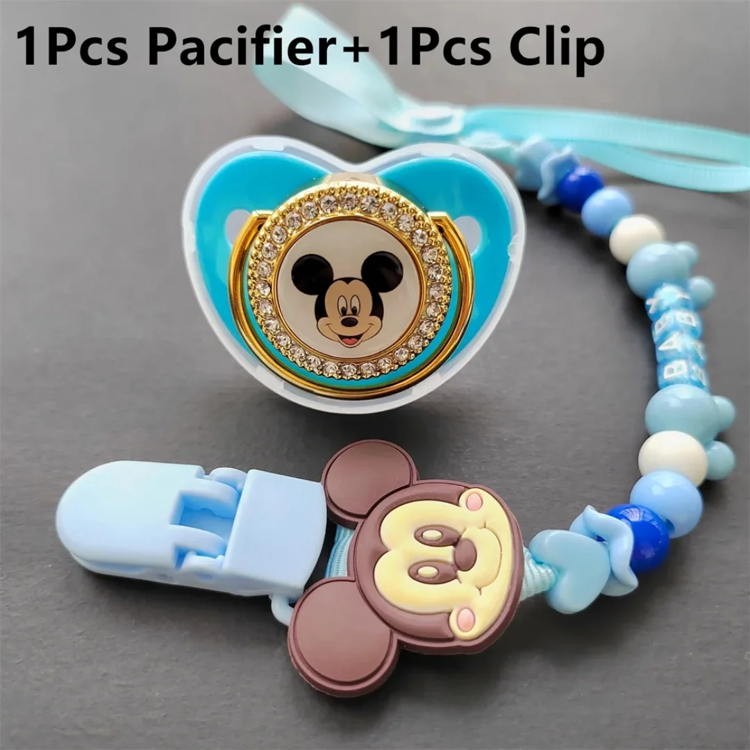 Miqitou Baby Crawl Cotton Personalized pacifier clip Deluxe Baby pacifier holder Letter Silver Glitter baby clear silicone teeth
