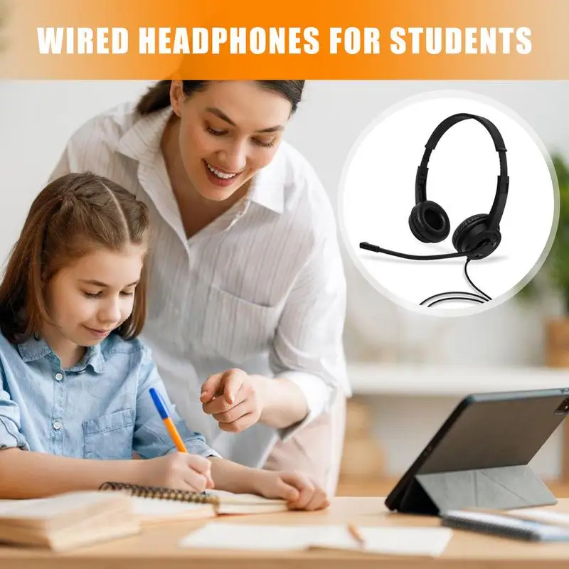 Wired Headphones For Students Computer Noise-Cancelling Headset Wired With Microphone Entertainment And Business Electronics