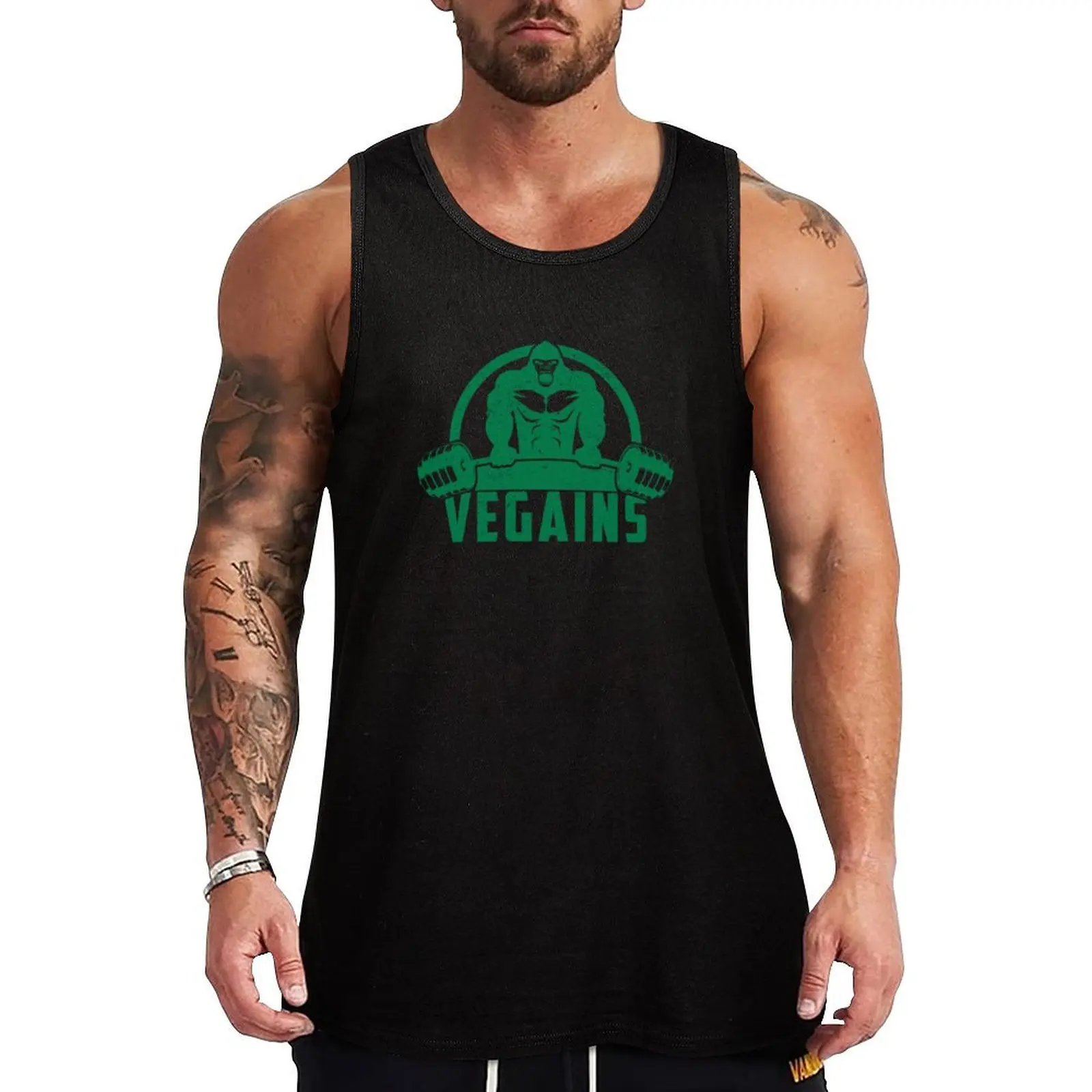 Vegains Vegan Muscle Gorilla Gift Tank Top muscle t-shirt gym for men