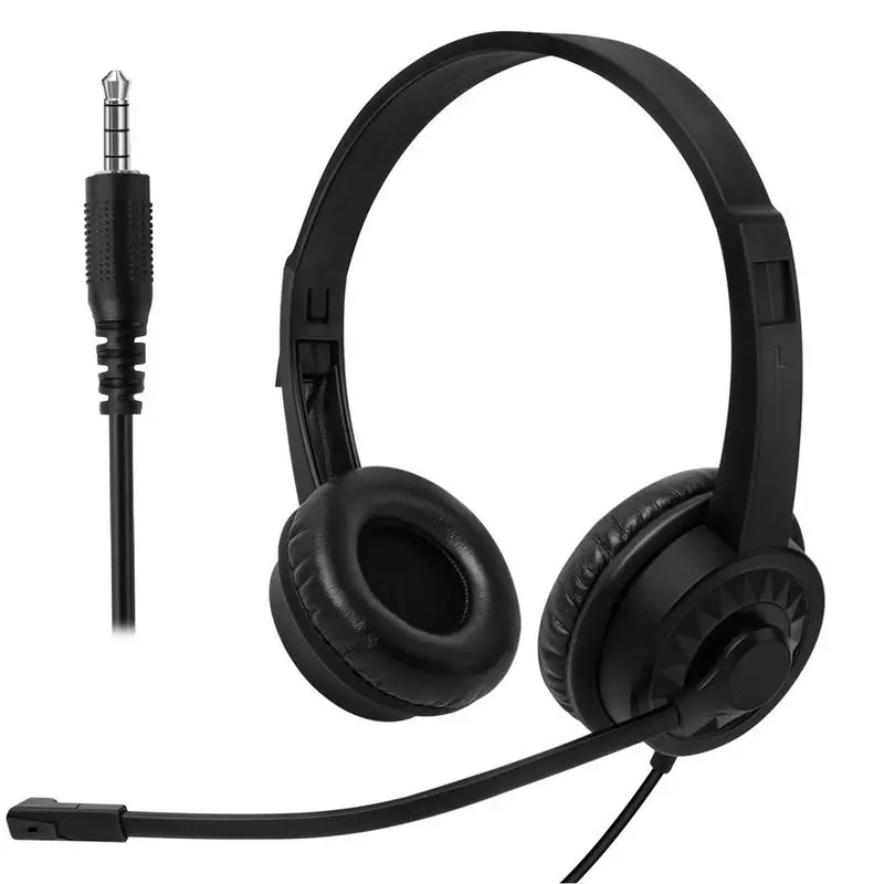 Wired PC Headset Adjustable Headband Wired Headset Noise-Cancelling Entertainment and Business Electronics with Soft Ear Cups