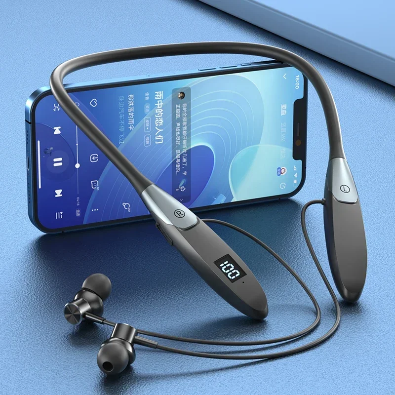 Wireless Earphones Bluetooth Headphones Neckband 5.3 Bass Headphone with Mic Stereo Sports Earbuds Headset