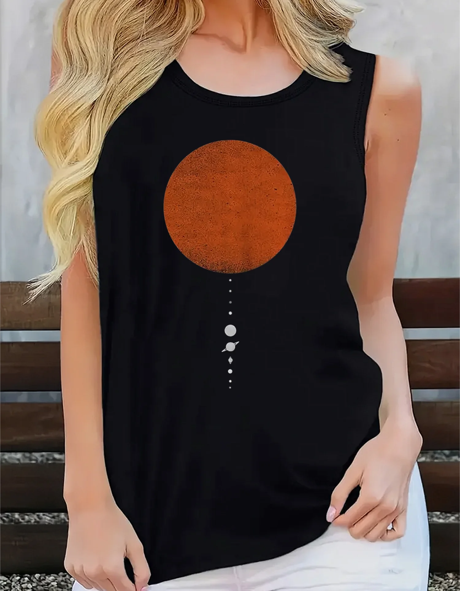 Fashion Plus Size Women's Vest Graphic Print Loose O-neck Summer Sleeveless Tops Ladies Black Oversize Tank Tops 3XL 4XL 5X