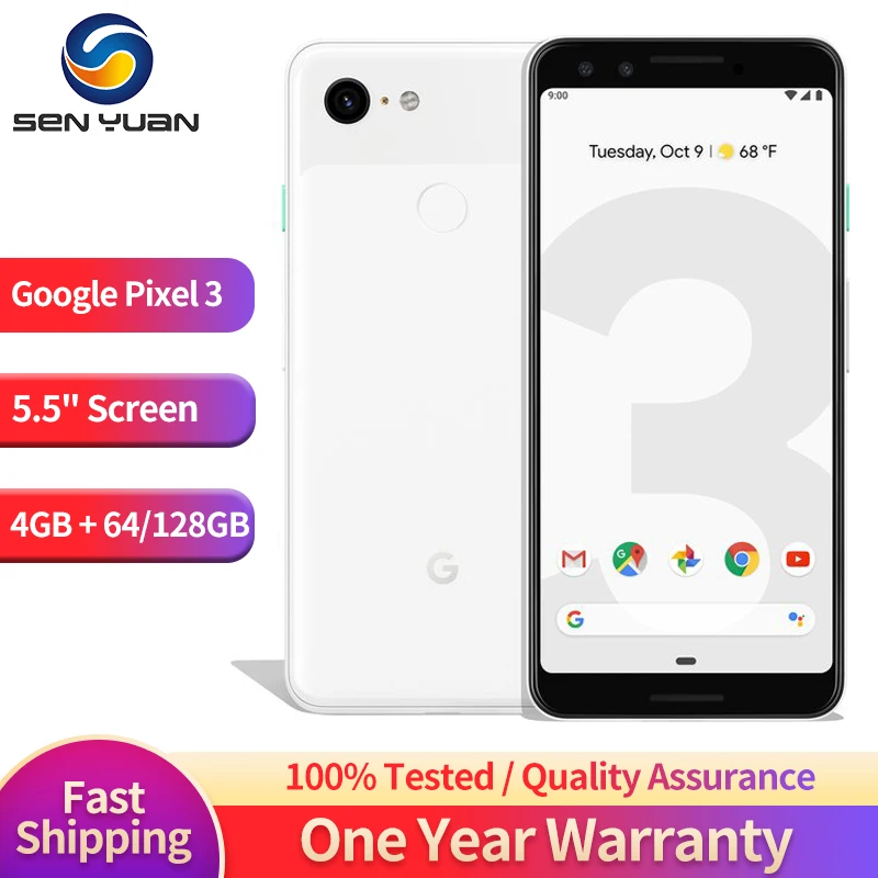Google Pixel 3 4G Original Unlocked Mobile Phone 5.5'' 64GB/128GB ROM Snapdragon 845 Android Octa Core google pixel 3 
