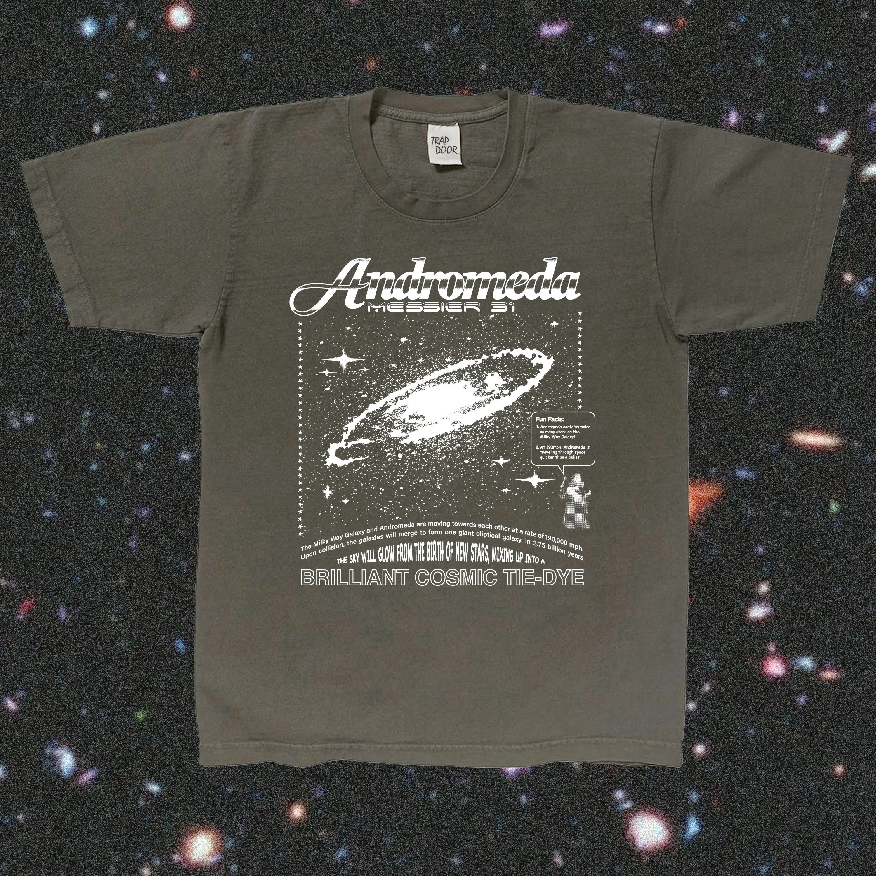 Andromeda T Shirt Vintage Black Weyes Blood Alternative Galaxy Space Astrology Handmade Zodiac Hipster Streetwear