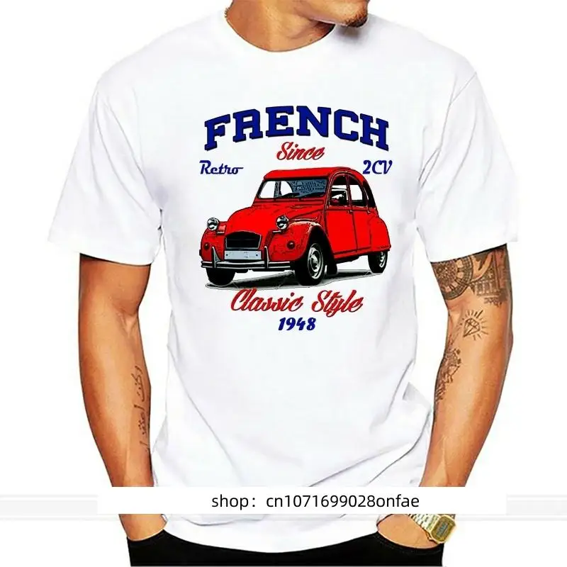 Vintage French Car 2Cv-Kaus Katun Baru Kaus Katun Kaus Mode Musim Panas Pria Ukuran Eropa t shirt men