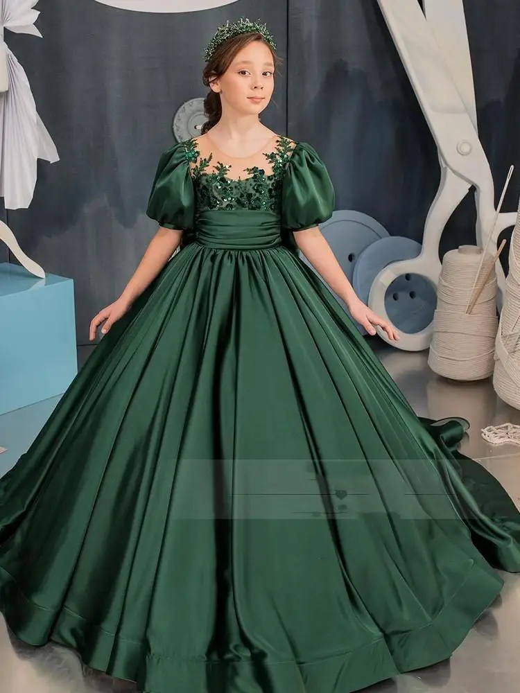2024 Sequin Girls Dress High End Luxury Girl Princess Dresses Teenage Host Performance Vestidos Holiday Party Children Clothing