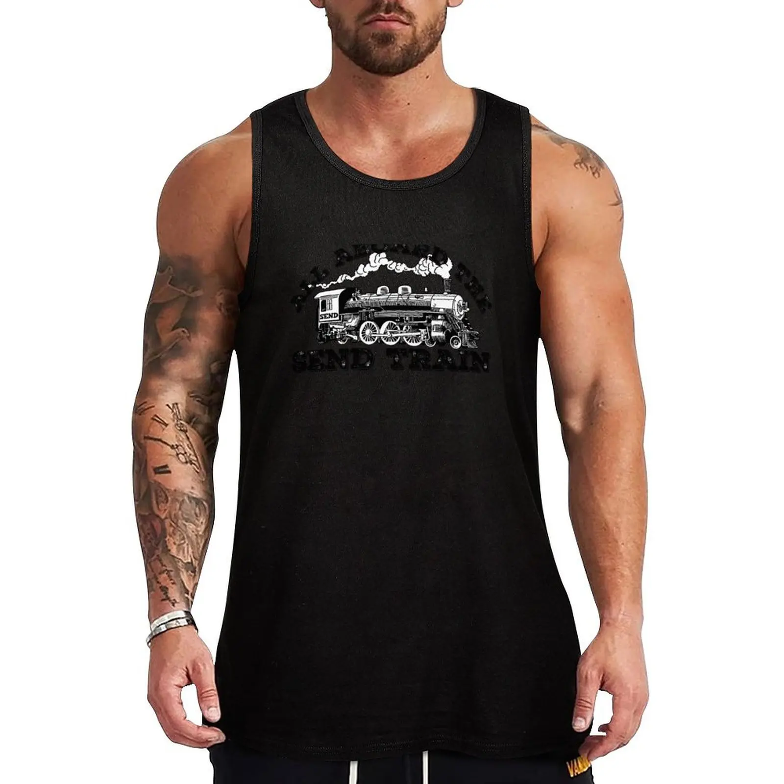 All Aboard the Send Train! Climbing Pun - Black Tank Top bodybuilding men singlets for men