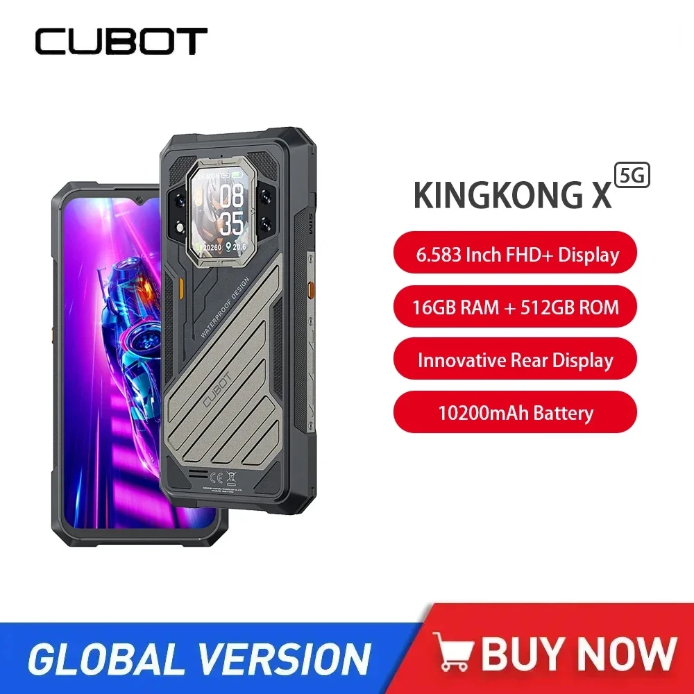 CUBOT KINGKONG X Rugged 5G Smartphone 6.583Inch 16GB RAM+256/512GB ROM Android 14 Mobile Phone 10200mAh 100MP NFC Global Version