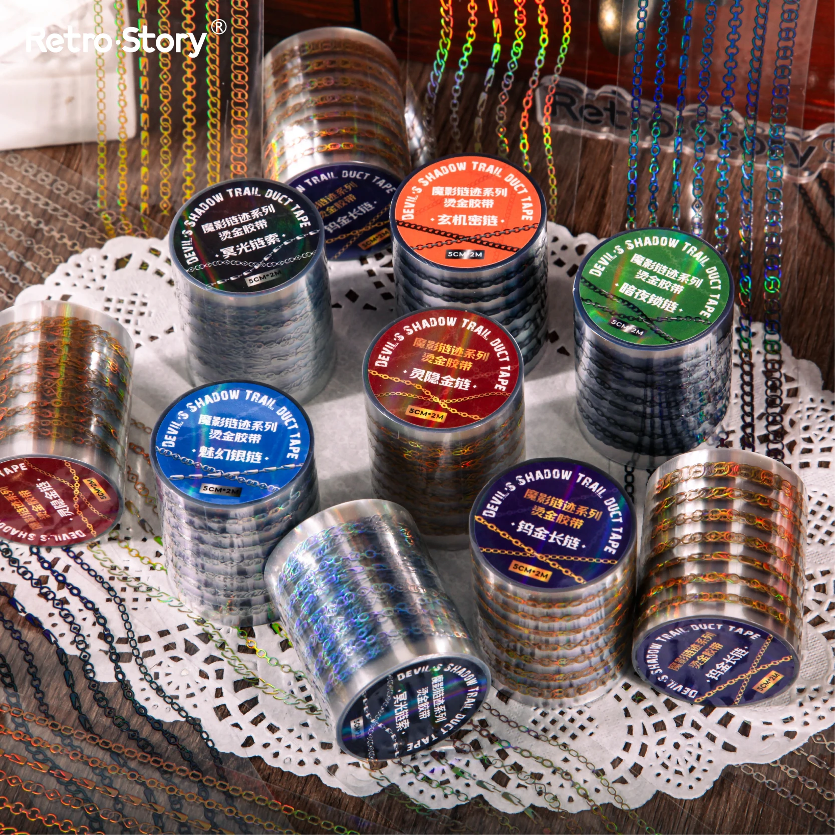 6packs/LOT Shadow Chain Trace series cute lovely retro decorative PET tape