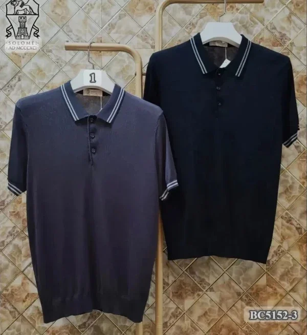BILLIONAIRE BLKA CPTG T-Shirt Silk men 2024 summer new thin Straight zipper knitting fashion big size M-4XL Short sleeve Shirt
