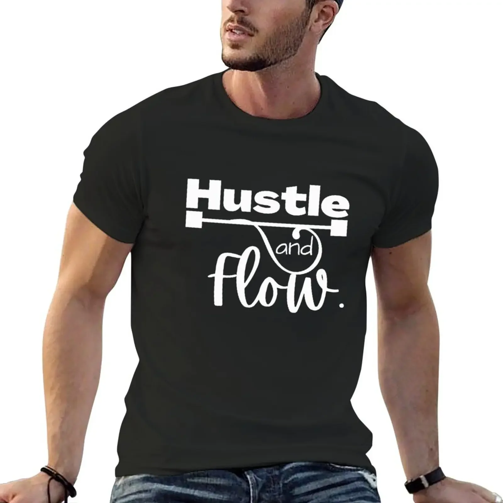 Hustle And Flow T-shirt Short sleeve tee kawaii clothes slim fit t shirts for men