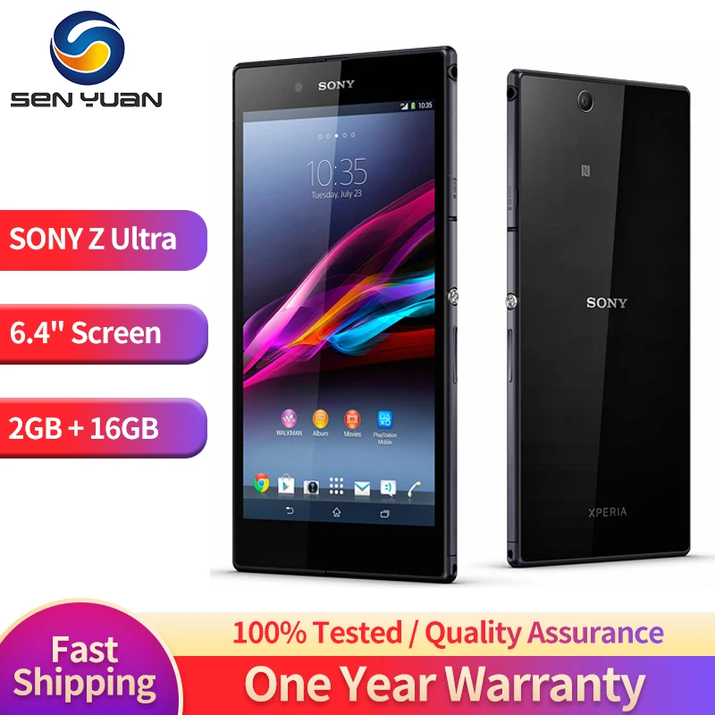 Sony Xperia Z Ultra C6833 C6802 4G Mobile Phone XL39h 6.4" 2GB RAM 16GB ROM WIFI GPS Quad-Core Andriod z ultra CellPhone