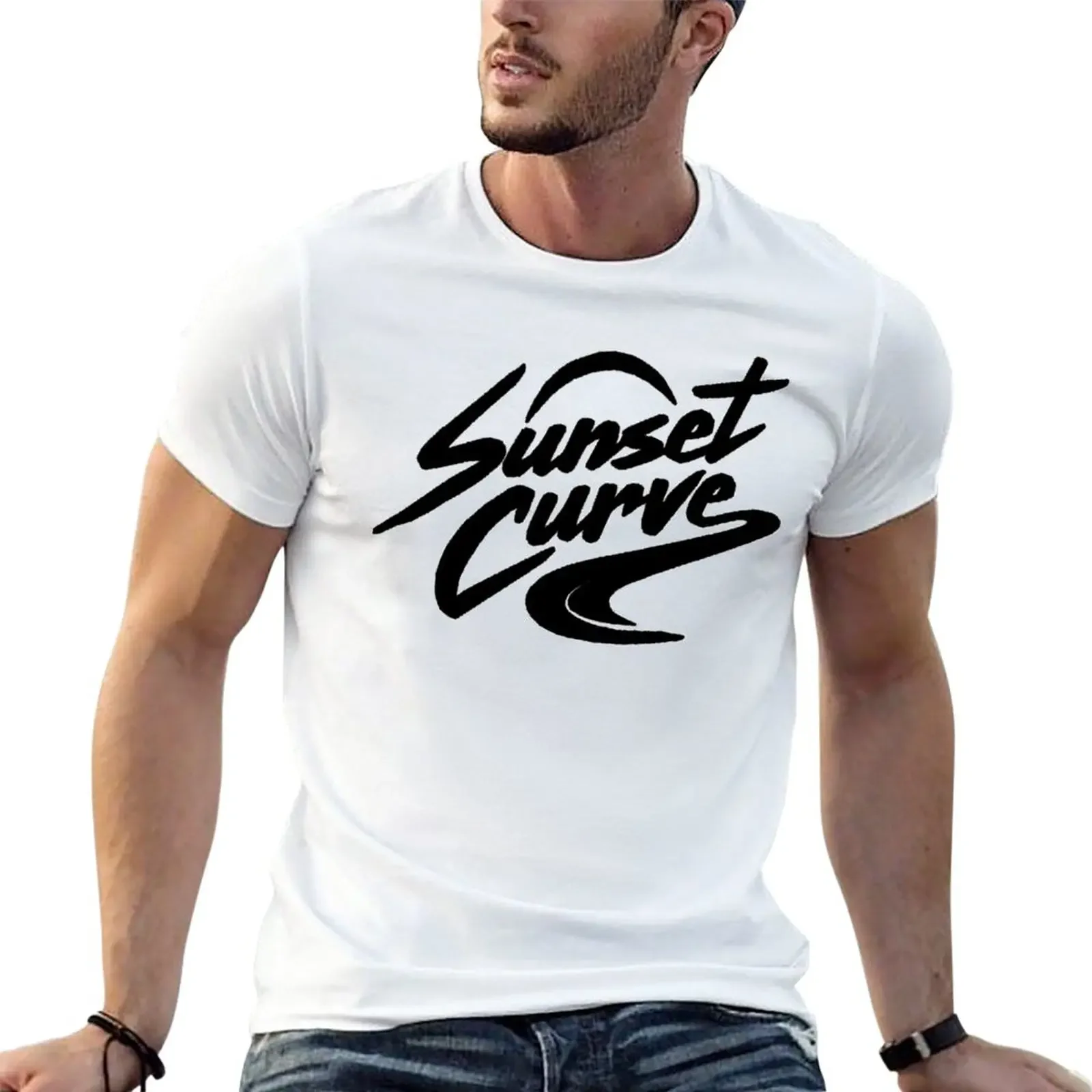 New Sunset Curve logo T-Shirt graphic t shirt vintage tops mens tall t shirts