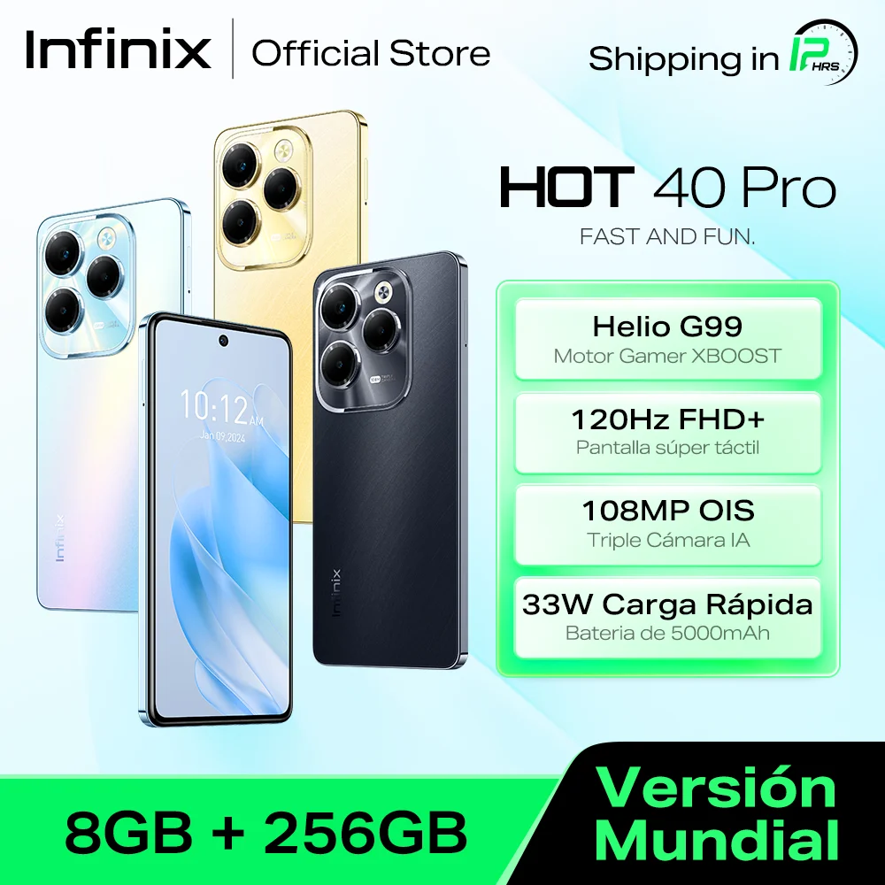 infinix Hot 40 Pro 4G NFC Smartphone Helio G99 Cellphone 6.78" 120Hz FHD+ Mobile Cell Phone 108MP Camera Android Smart Phon