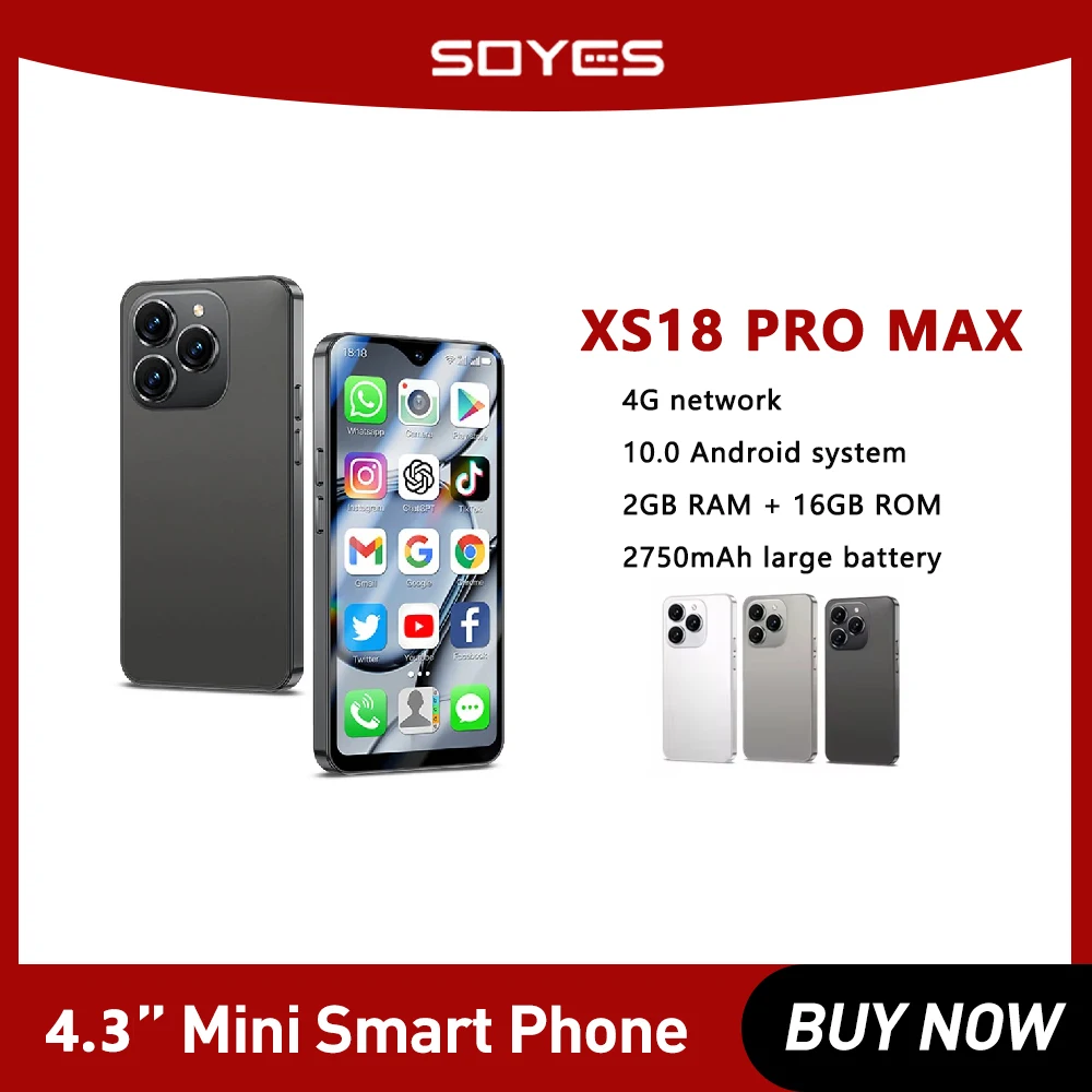 SOYES XS18 Pro Max 4G Mini Smartphone Android10 4.3Inch 2GB+16GB Mobile Phone 2750mAh 13MP Google Play Store Small Cellphone OTG